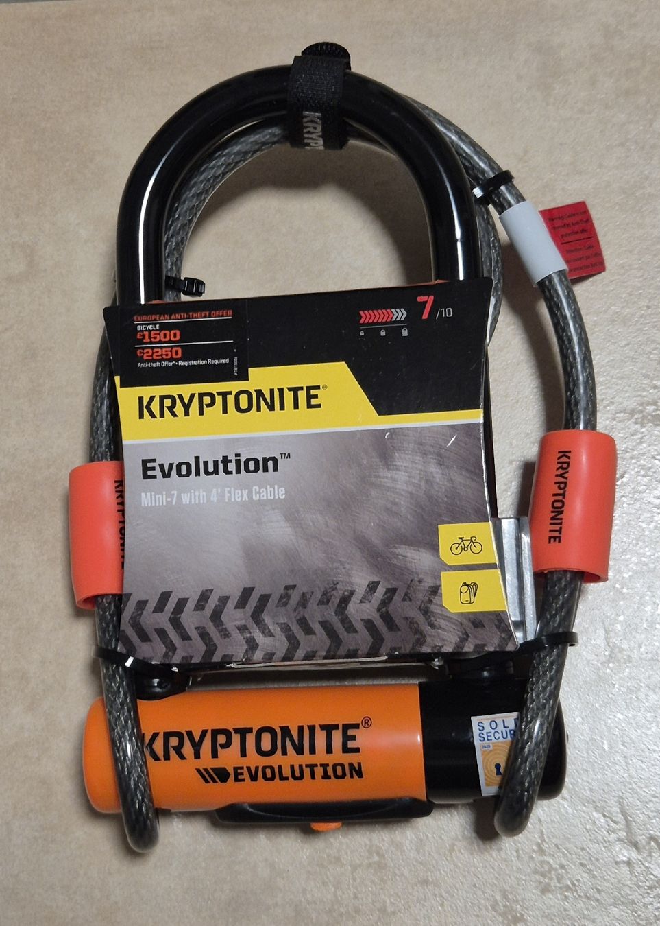 Lucchetti: Kryptonite Bügelschloss Evolution Mini7 mit Kryptoflex Kabel – Nuovo e nell'imballaggio originale da Thun venduto da ThunerSammler