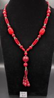 Modeschmuck Kette im Korallen-Look mit Quaste