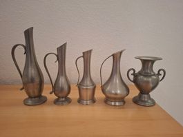 6 vases en étain