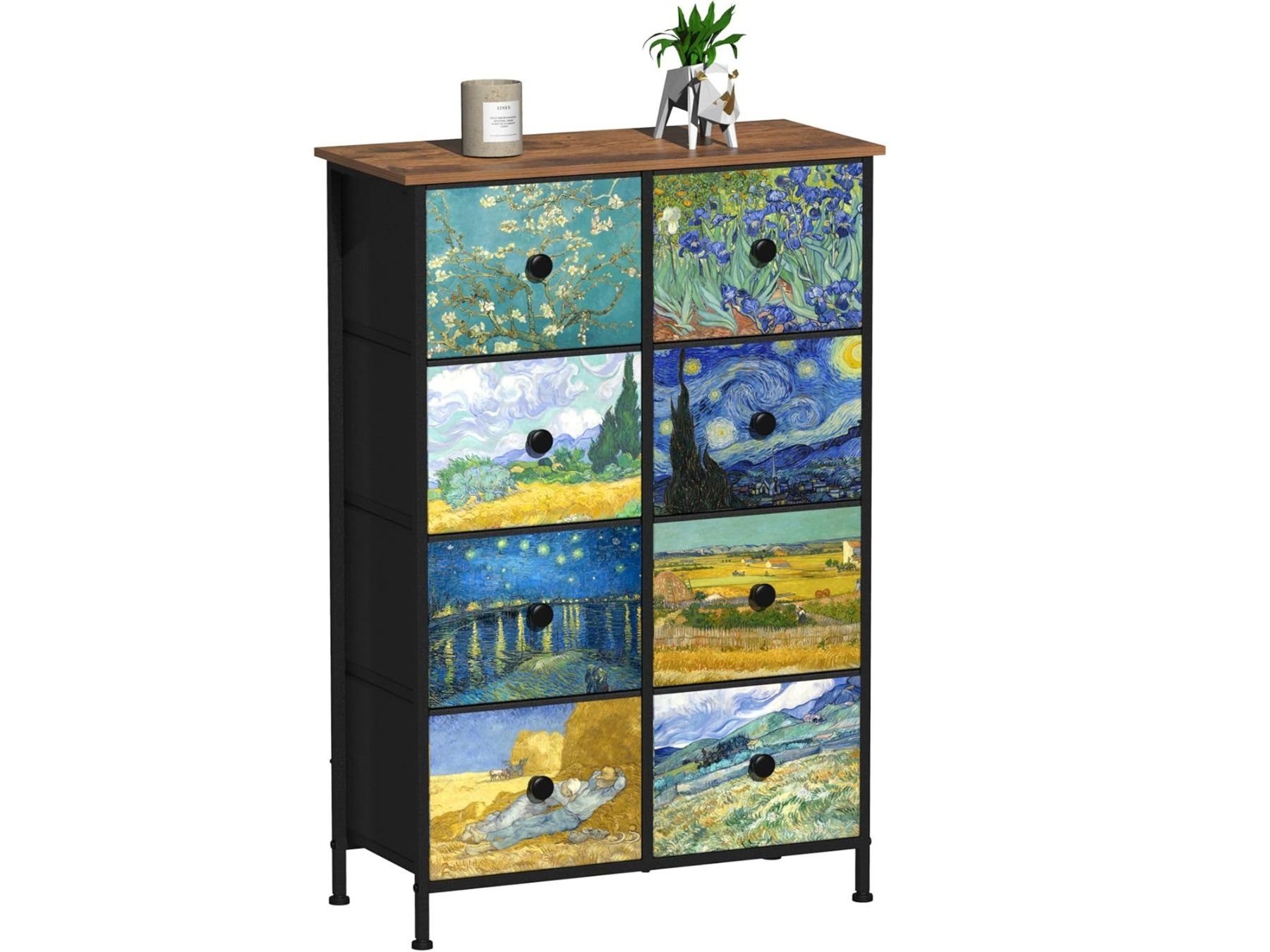 Kommoden: Kommode mit 8 Stoffschubladen, Van Gogh Muster, Kommode – Neu und originalverpackt aus Affoltern am Albis von scrapbooking