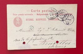 GANZSACHE POSTKARTE STABIO MENDRISIO TICINO AUSLAND 1887