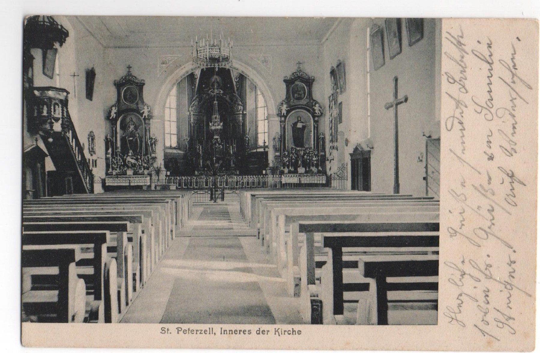 Ansichtskarten: ST. PETERZELL Inneres der Kirche – Gebraucht aus Jona von philajona