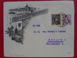 1925: Ganzsache mit Illustration "BUFFET BERN" gelaufen