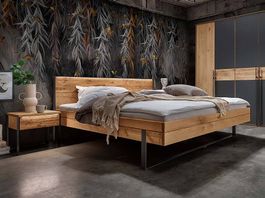 Bett BOSTON Wildeiche massiv 180 x 200 cm inkl. Beleuchtung