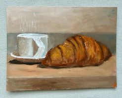 Gipfel und Kaffe Gemälde 30x40cm