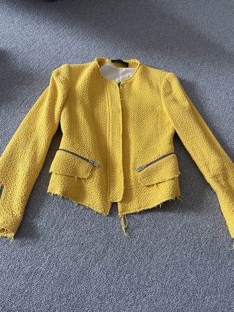 Zara Tweed Jacke Blazer gelb Grösse S