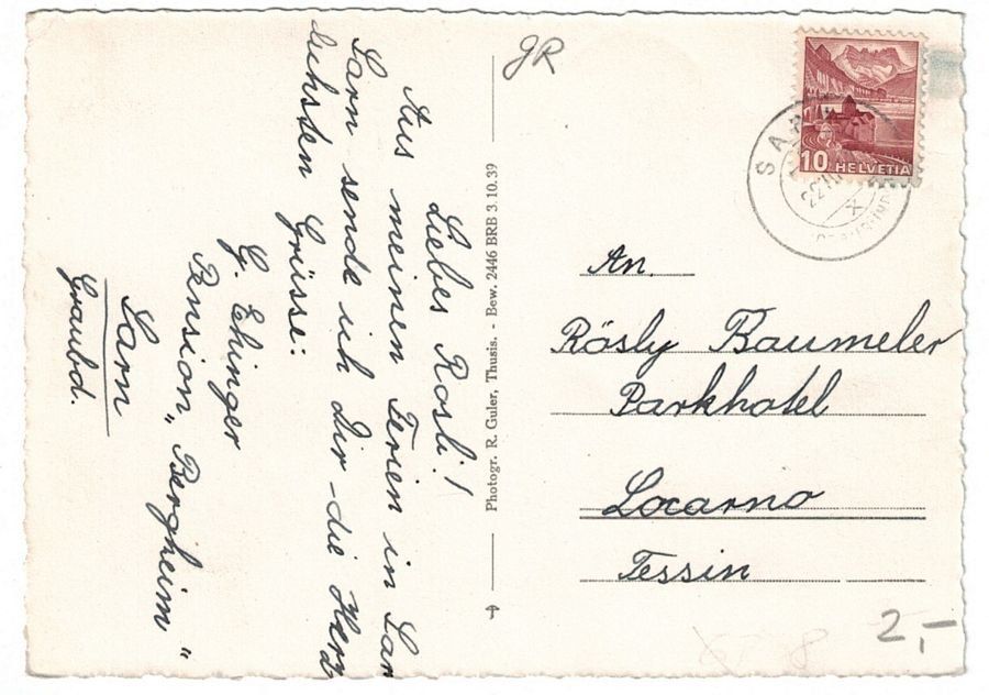 Ansichtskarten: Sarn, gelaufen 1957 – Gebraucht aus Frauenfeld von POML 1