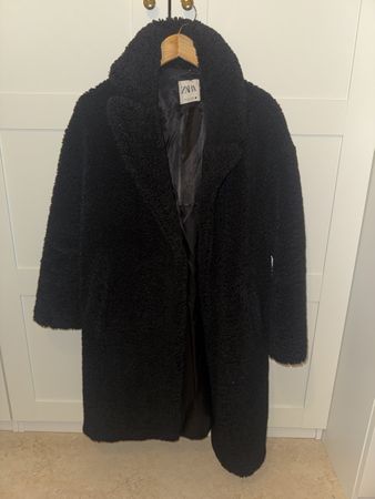 Warmer ZARA Winter Teddy Mantel, Schwarz, Gr.S!