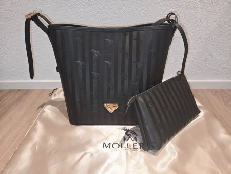 Maison Mollerus Bannwil Beuteltasche Schwarz Gold wie neu