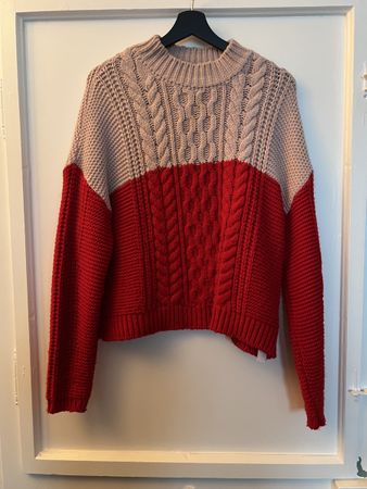 Trendiger Strickpullover in Rot und Rosa, Grösse M