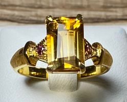 Citrin + Rubin Ring 💎✨ Silber 925 vergoldet RB110