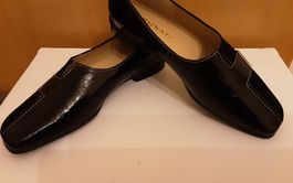 Ballerine chaussure Brunate, 37, cuir(daim)+cuir vernis,noir