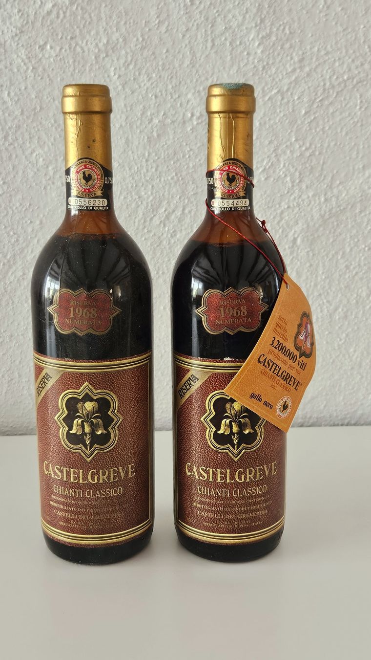 Wein: 2 Fl. 1968 Chianti Classico Castelgreve Riserva Numerata – Gebraucht aus Birmenstorf AG von Airea