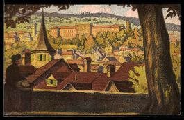 Künstler-AK Ernst E.Schlatter: Zürich, Blick vom Lindenhof g