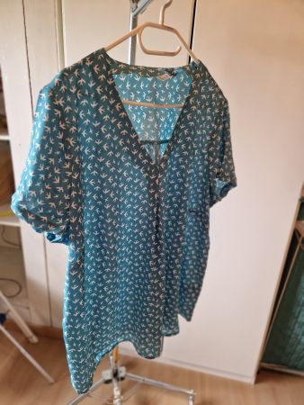 Bluse Grün mir Weiss