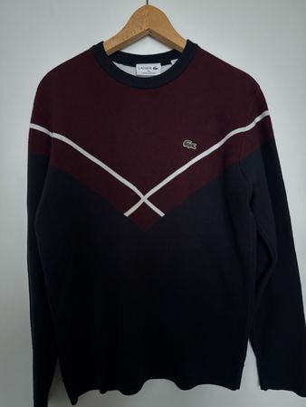 Pullover Lacoste rot dunkelblau Grösse L guter Zustand