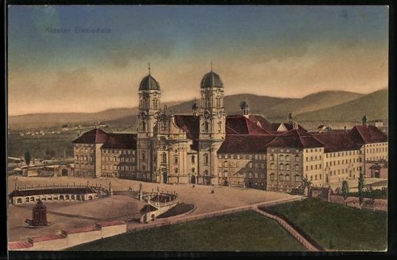 Cartoline postali: Einsiedeln, Totalansicht des Klosters Ei – Usato da Berlin venduto da bartko-reher