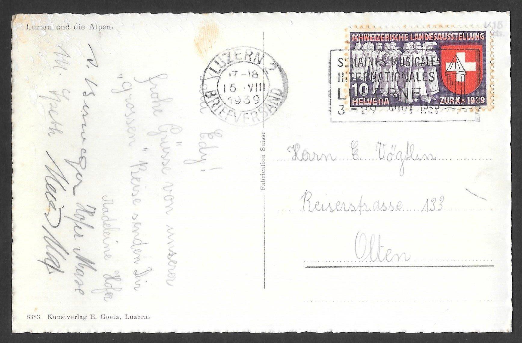 Cartoline postali: Luzern und die Alpen – Usato da Olten venduto da clotaldi 1