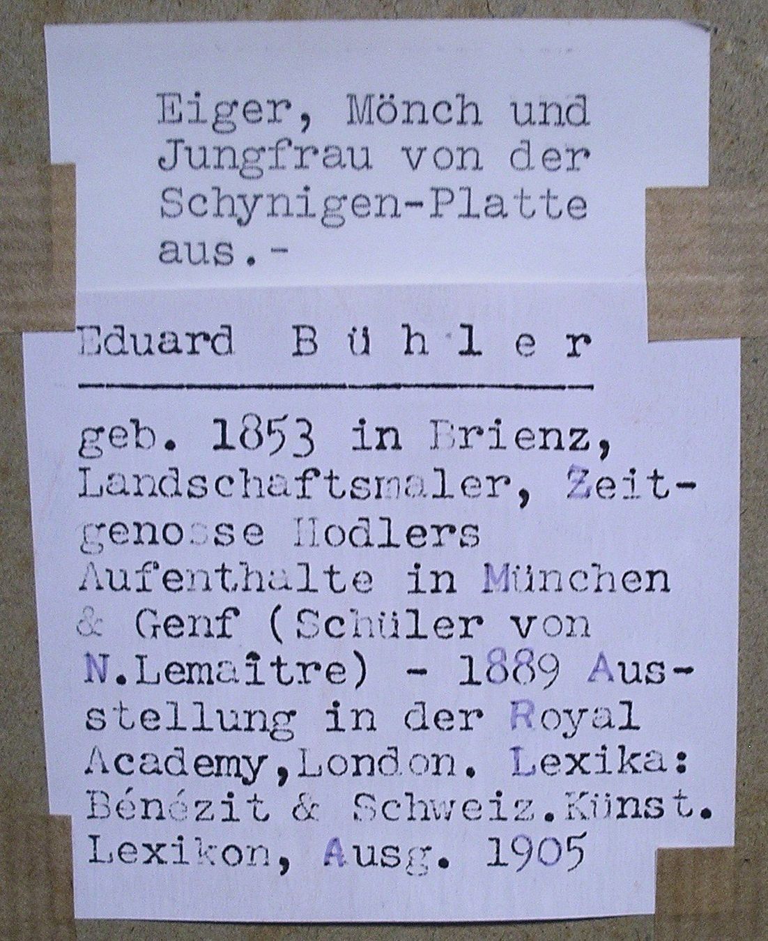 Dipinti: Eduard BÜHLER Brienz, Eiger Mönch & Jungfrau – Usato da Oberhofen am Thunersee venduto da luuping99 3