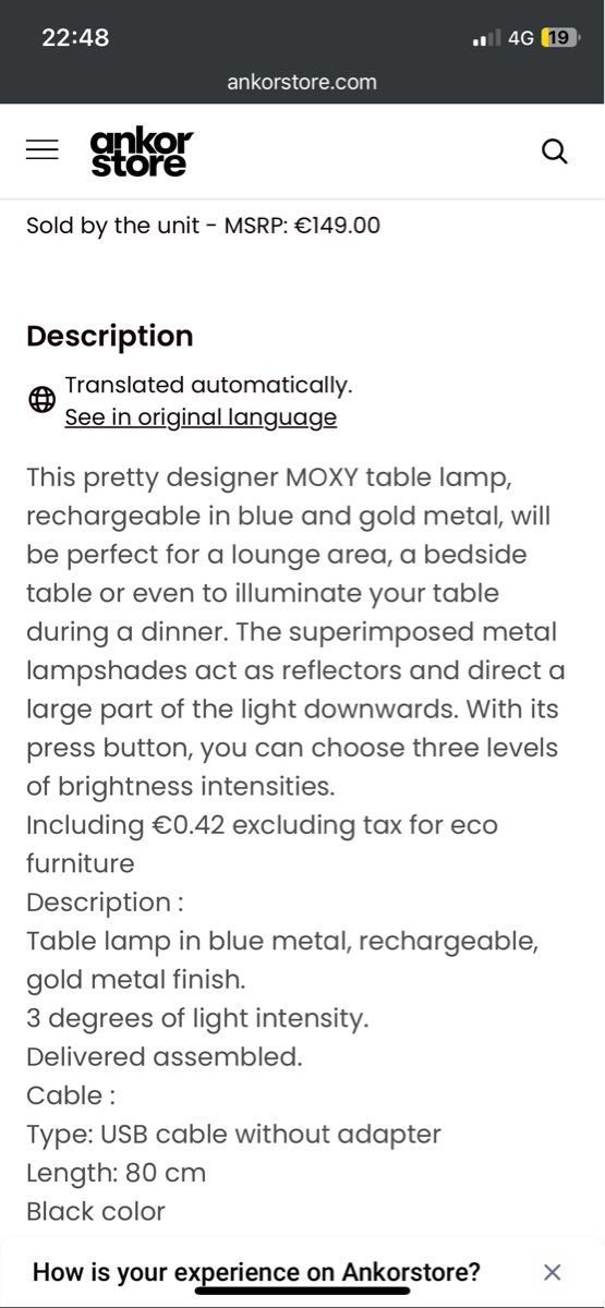 Lampen: MOXY Desiger rechargeable blue and gold table lamp – Neu (gemäss Beschreibung) aus Dübendorf von zhe_69pd 1