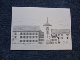 Laufen,BL,Künstler Paul Wyss,Obertor mit Zeitturm,Faltkarte