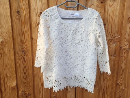 Weisse Spitzen-Bluse Blumenstickerei Gr. 38 mit Baumwolle!