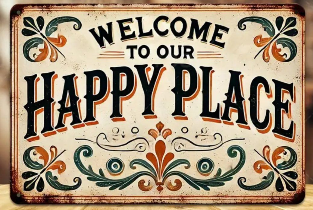 Schilder: Blechschild - " Happy Place ", 30x20cm, Top! – Neu und originalverpackt aus Dintikon von Vexi