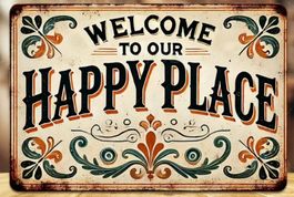 Blechschild - " Happy Place ", 30x20cm, Top!