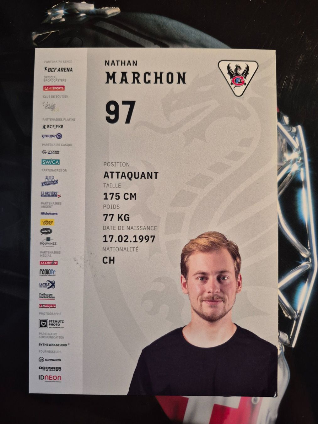 Autografi: Nathan Marchon HC Fribourg Gotteron – Usato da Treiten venduto da Sauber73 1