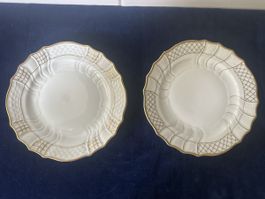 2 Teller Hutschenreuther Form 540 Dresden Decor 8885 mattgol