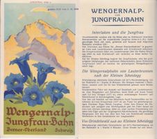Alter Farbprospekt der WENGERNALP u.JUNGFRAUBAHN.