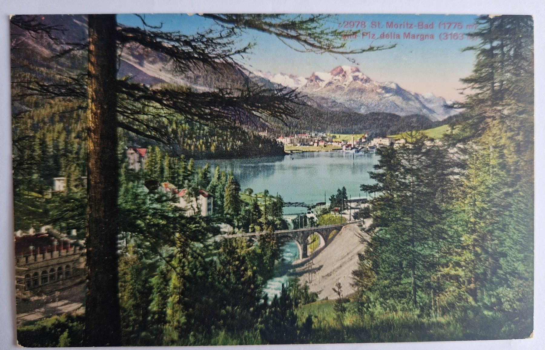 Cartoline postali: St. Moritz-Bad mit See 1925 – Usato da Melchnau venduto da Fishel