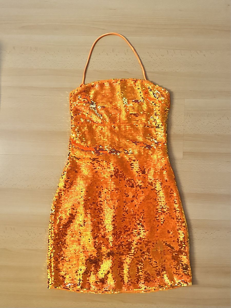 Vestiti: Orange Pailletten-Kleid, Grösse 34 – Nuovo (secondo la descrizione) da Lampenberg venduto da Graziella_