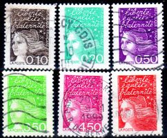 1997 MARIANNE TYPE LUQUET 6 MARKEN GESTEMPELT - K587