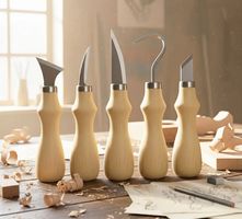 5x Holzschnitzwerkzeuge mit Eichenholzgriff Outils sculpture
