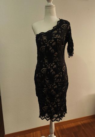 Schwarzes Spitzenkleid, Gr. M, One Shoulder - H&M