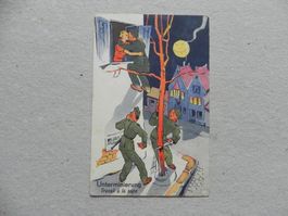 CH Humor Motiv Karte Miltär Rueblikarte Bären Katzen ca.1940