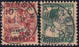 2+3 PJ-Satz 1915 mit Vollstempel aus der Zeit