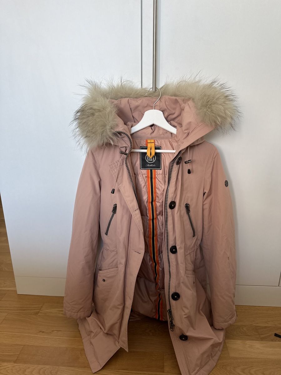 Parka Winterjacke Jacke BLONDE rosa lachs Pelz 36 S