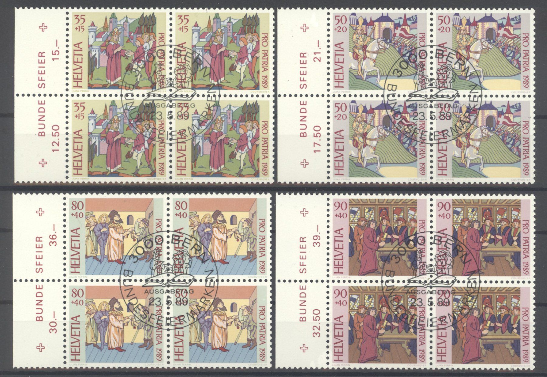 Tutti i francobolli: 1989, Pro Patria, Viererblöcke, ET – Usato da Willisau venduto da Vollstempel