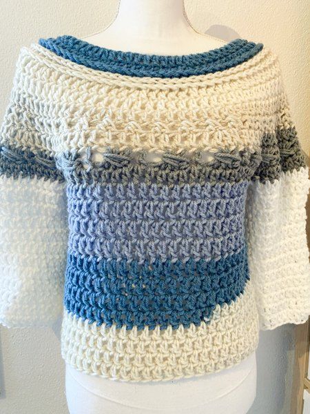 Pulls & Sweat-shirts: Gehäkelte Topdown Pullover Pulli weiss bunt – Neuf (Voir description) à Carabbia par katiamandelli 8