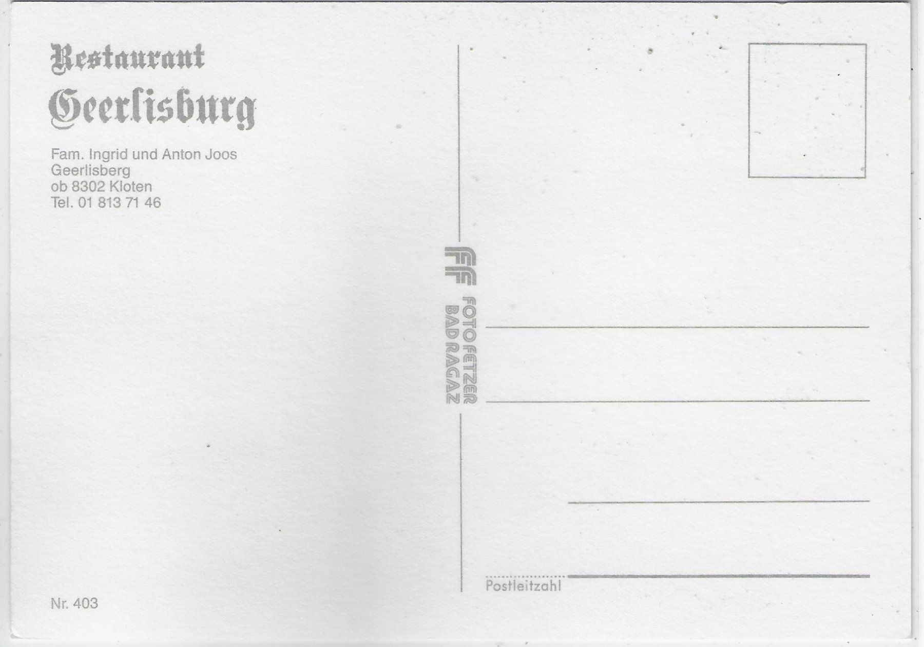 Cartoline postali: Restaurant Geerlisburg - Kloten – Usato da Ettingen venduto da Kartenplanet 1