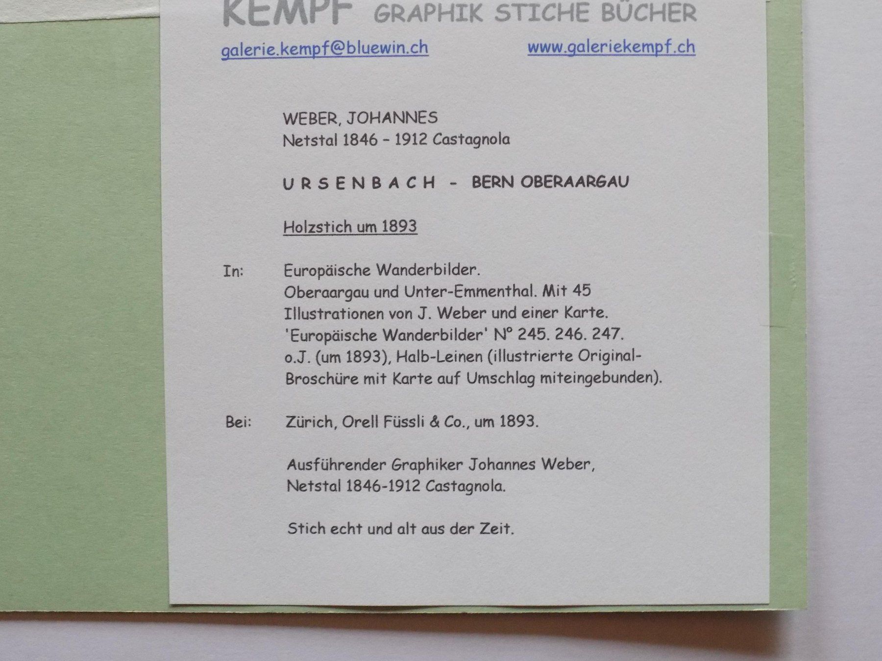 Incisioni: Ursenbach Xylographie Johannes Weber – Usato da Risch venduto da Antikfee 6