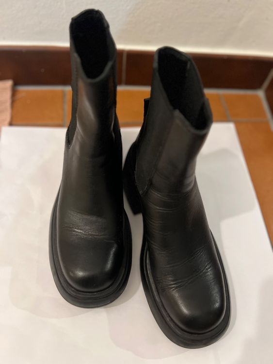 Bottines Cuir Suédé Noir Taille 36 - Talon Tronchetto Haut (8-11 Cm) - Occasion Très Bon état - Style Stivaletto