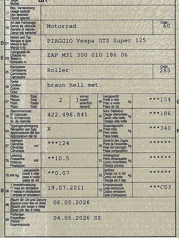 Vespa Scooter: Vespa GTS Super 125, goldbraun – Usato da Malans GR venduto da stoamandl 4