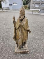 Holzfigur Heiliger Bischof, Antik, zu restaurieren