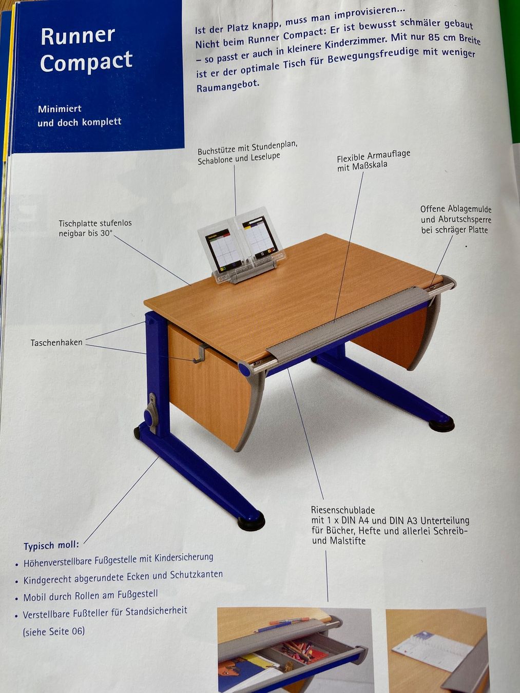 Moll Schreibtische: MOLL  Schreibtisch RUNNER COMPACT, Side Top, Rollcontainer – Gebraucht aus Wohlen AG von  1