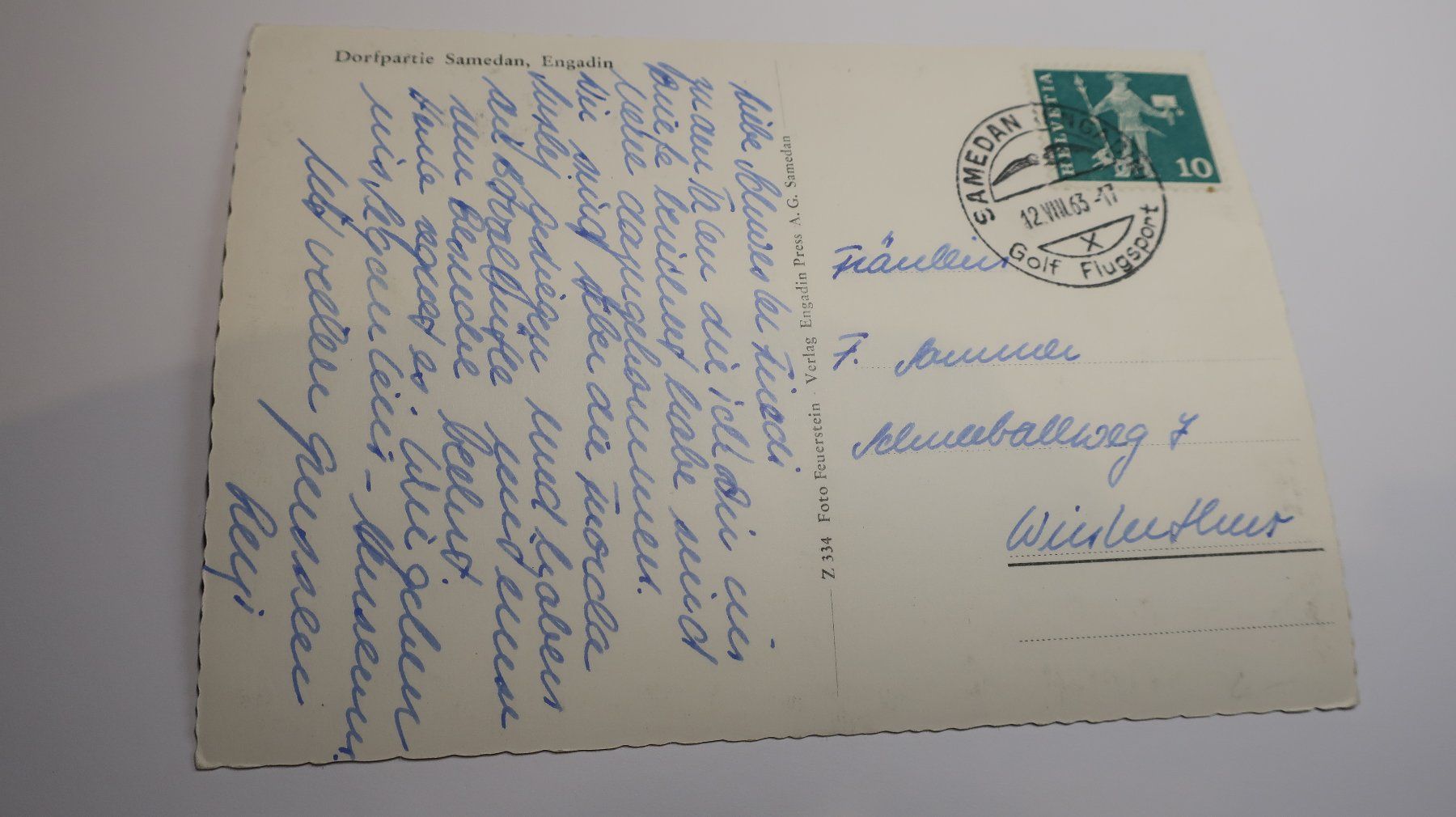 Cartoline postali: Dorfpartie Samedan Engadin 1963 – Usato da Cormoret venduto da Pascalll2001 4