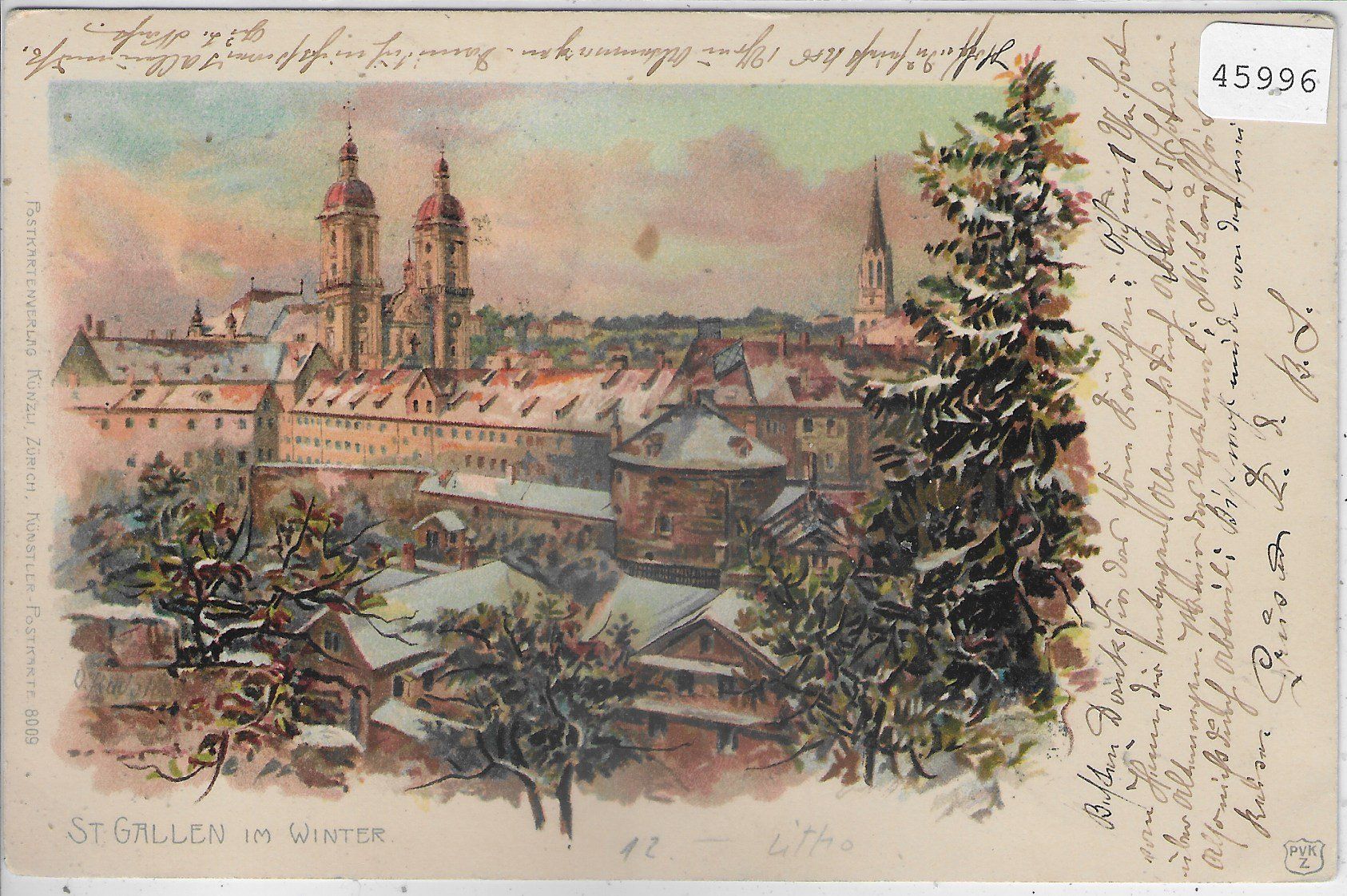 Cartoline postali: St. Gallen im Winter - Litho – Usato da Ettingen venduto da Kartenplanet