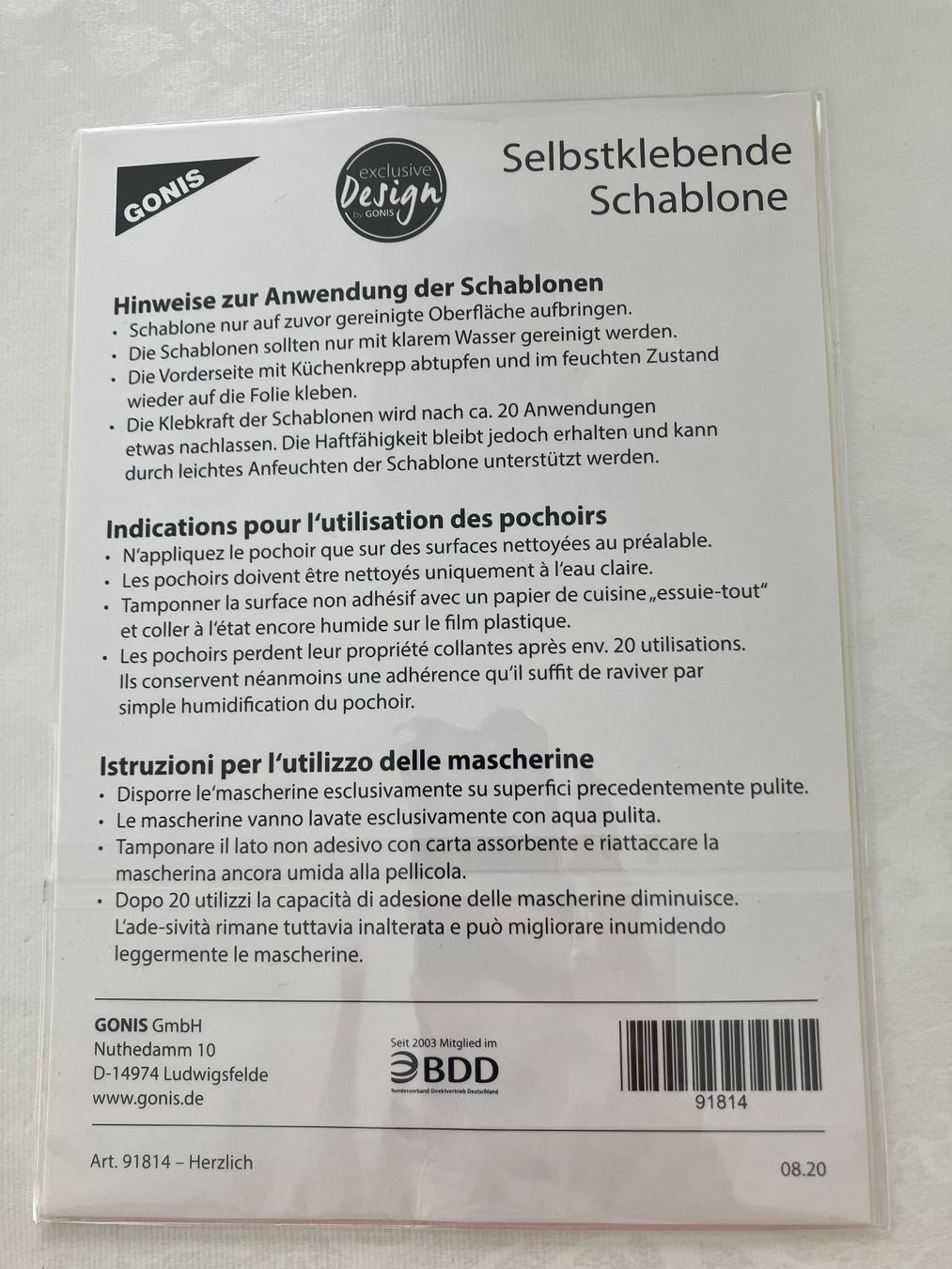 Pochoirs: Gonis Selbstklebende Schablonen – Neuf avec emballage d'origine à Alpnach Dorf par heysheep 1